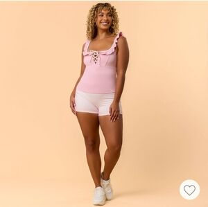 Blogilates Pink Ruffled Women's Top NWT Medium